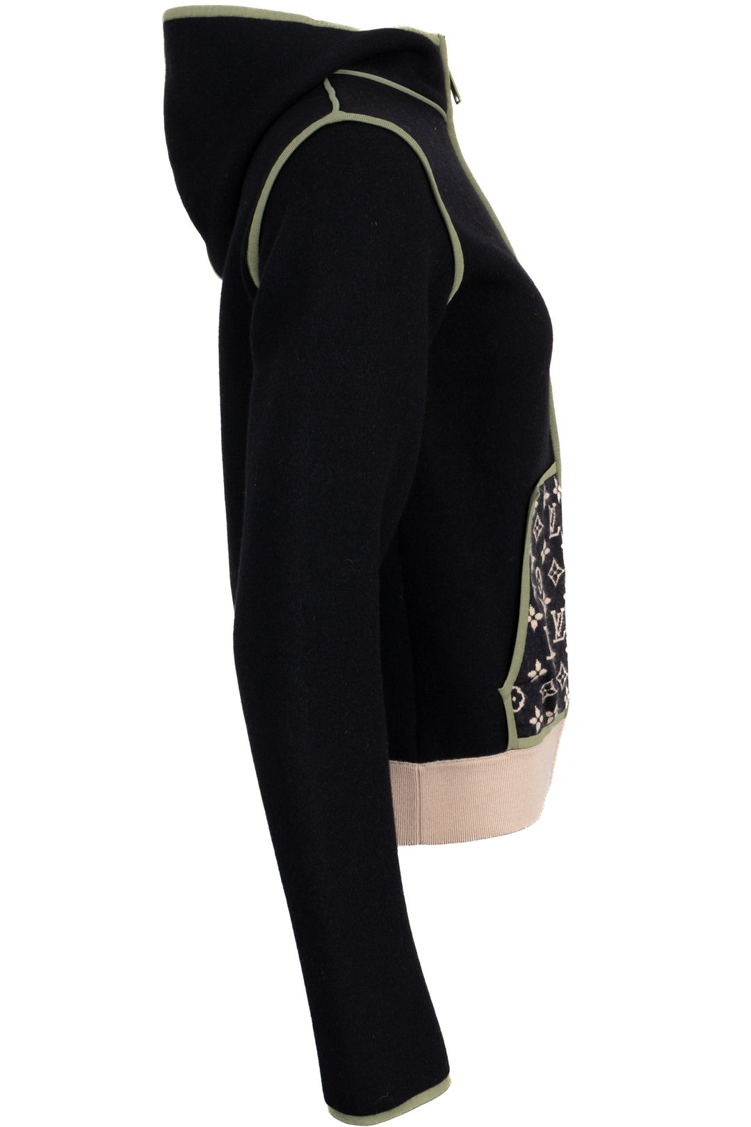 LOUIS VUITTON 2023 Sweat à capuche zippé Monogram en laine noir