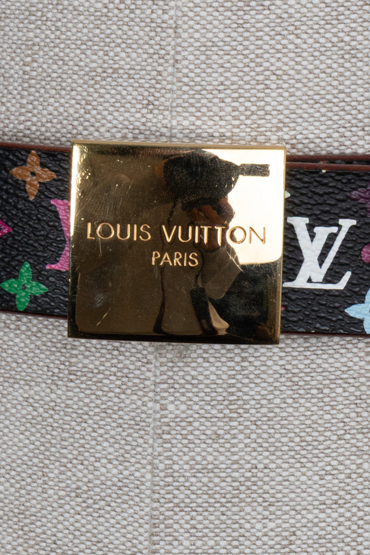 LOUIS VUITTON Belt MNG Canvas Black Multicolor