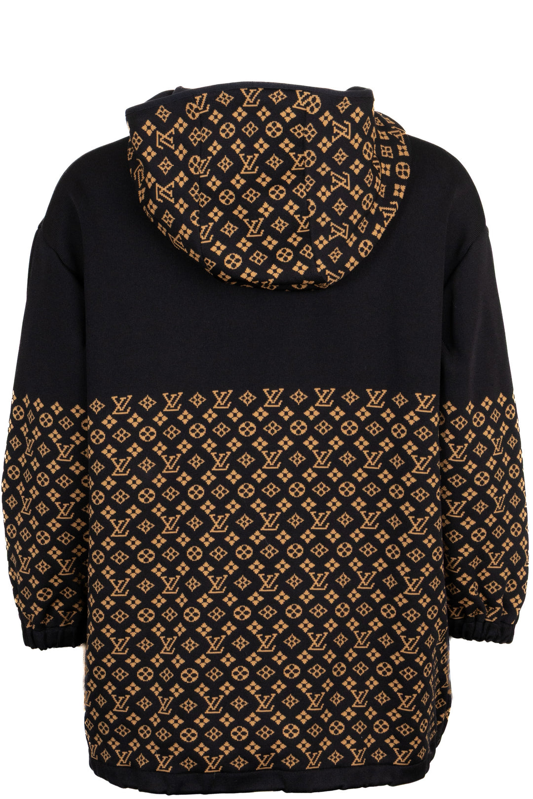 LOUIS VUITTON Oversized Hooded Zip Track Jacket Silk Black