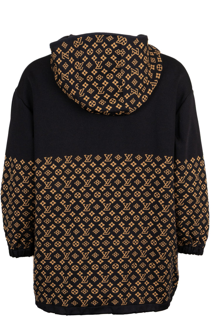 LOUIS VUITTON Oversized Hooded Zip Track Jacket Silk Black