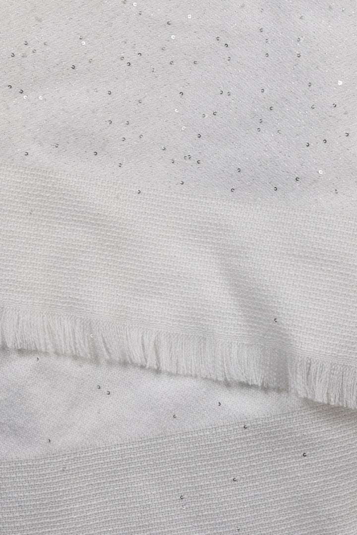 CHANEL Logo Scarf Cashmere Silk White