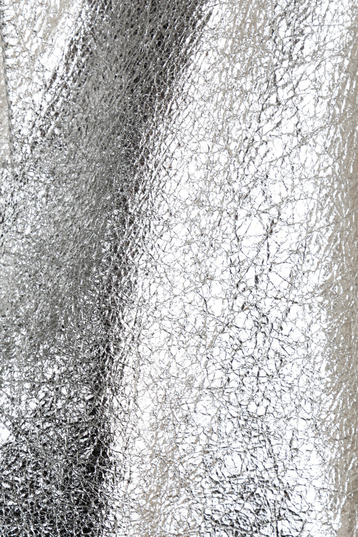 GUCCI Zip Bomber Leather Jacket Silver