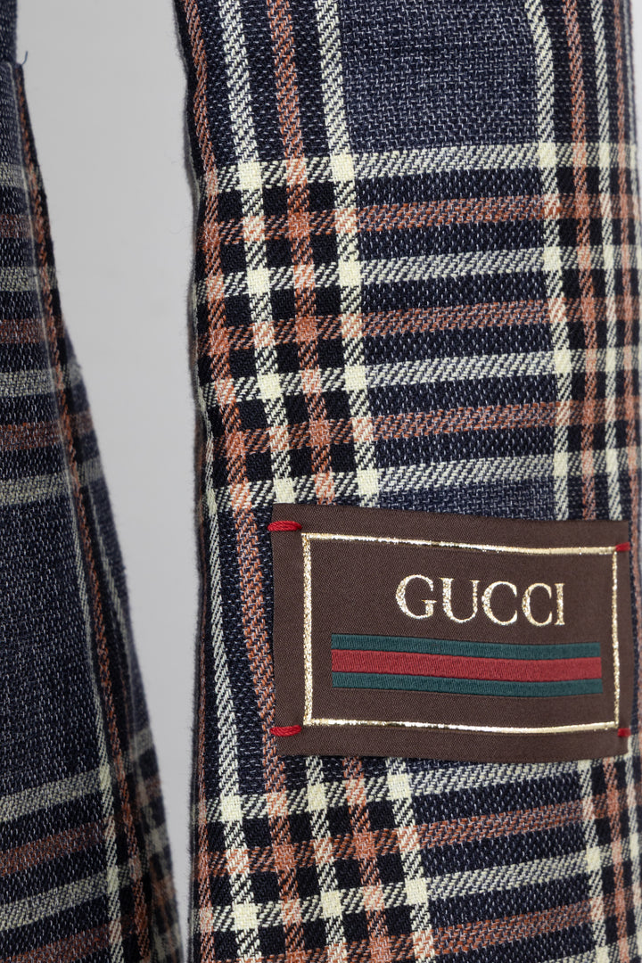 GUCCI Veste blazer à carreaux 2022 en lin violet