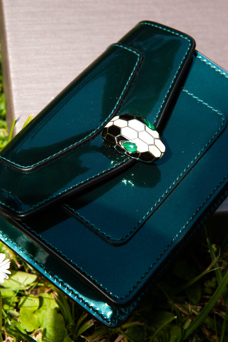BVLGARI Serepenti Forever Card Wallet Green