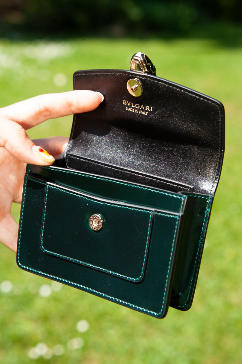 BVLGARI Serepenti Forever Card Wallet Green