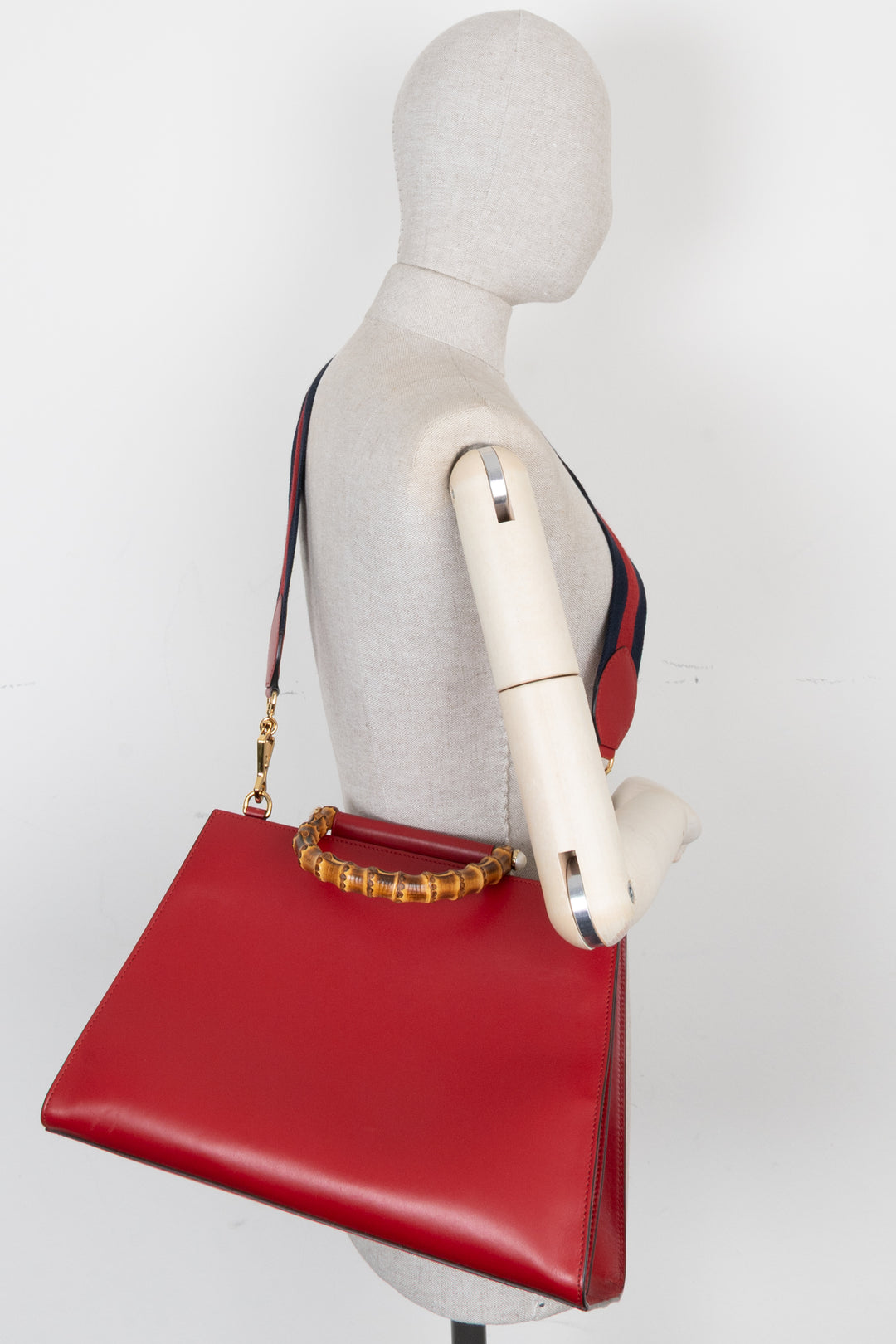 GUCCI Bamboo Top Handle Tote Bag Red