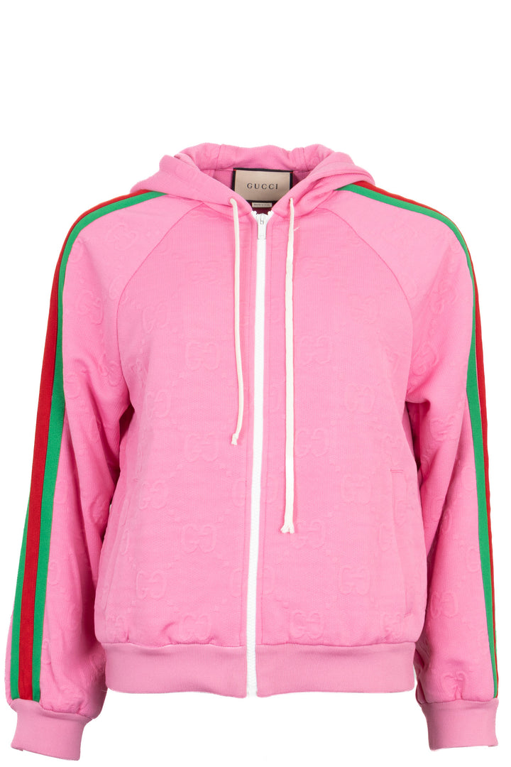 GUCCI GG Hooded Zip Jacket Jacquard Pink