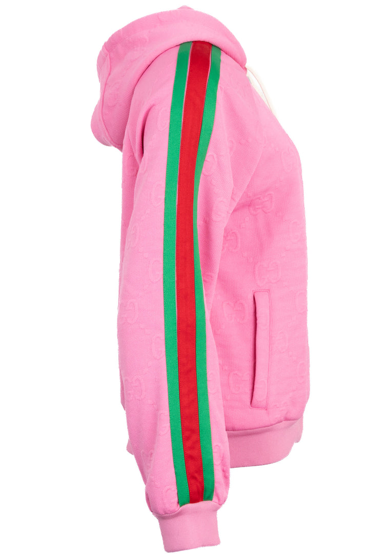 GUCCI GG Hooded Zip Jacket Jacquard Pink