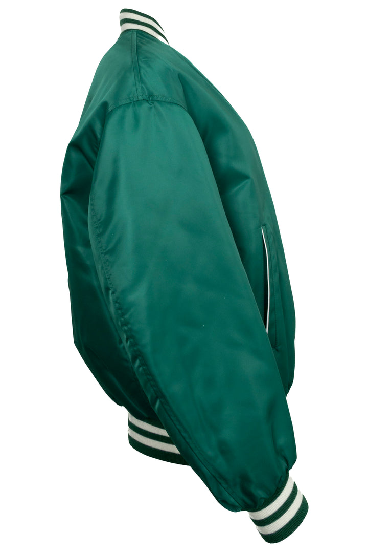 CELINE C Bomber Jacket Wool Satin Green