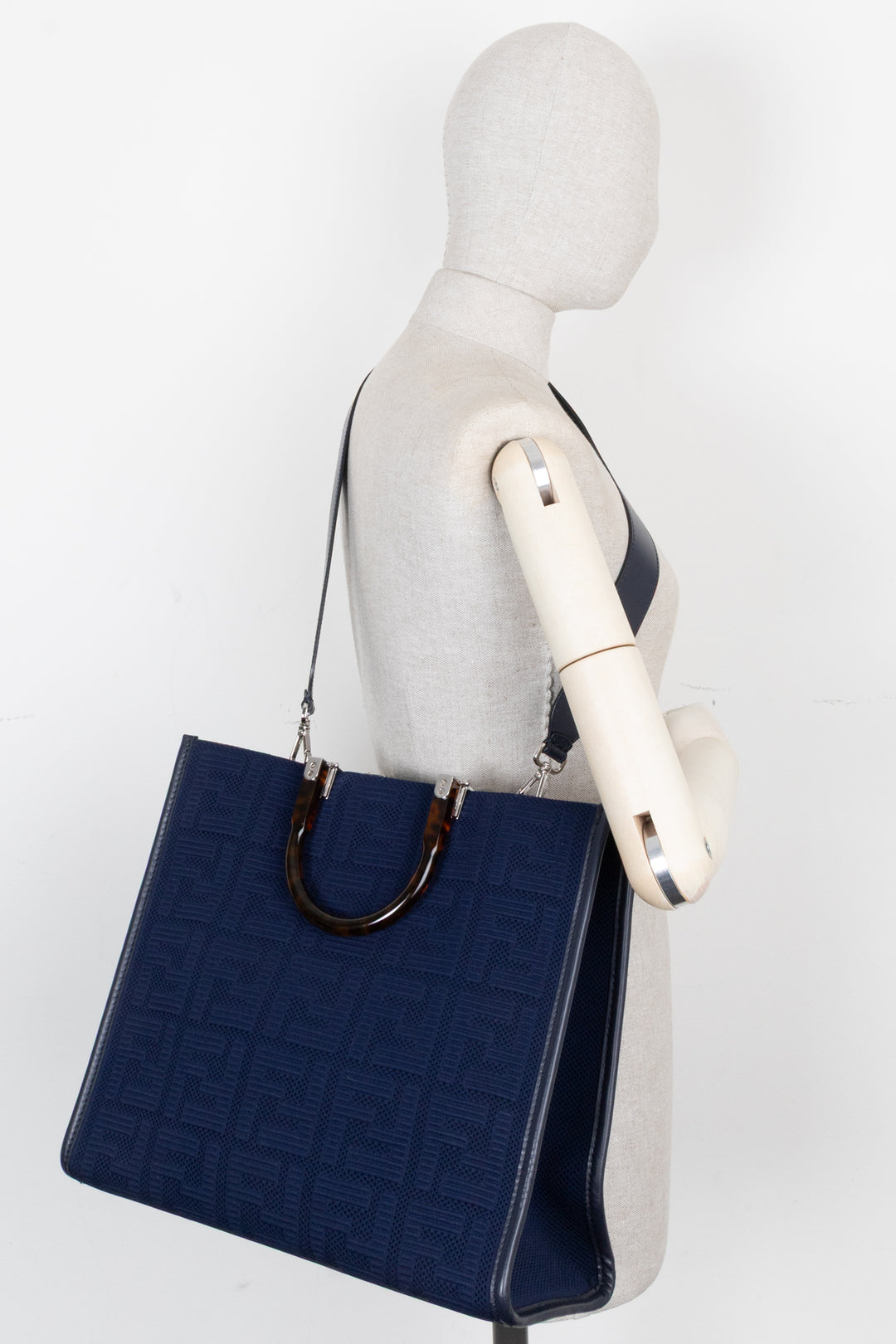 FENDI Medium Sunshine Tote Jacquard Navy