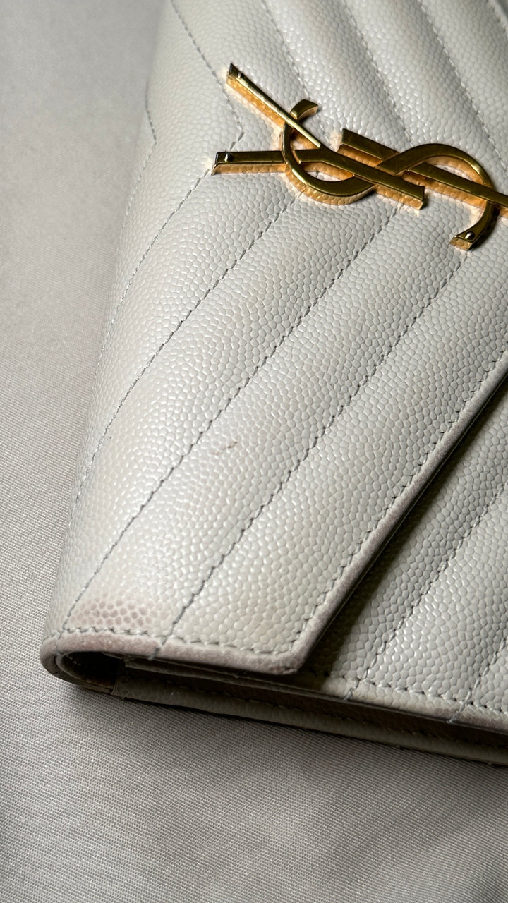 SAINT LAURENT Cassandre Wallet Large Ivory