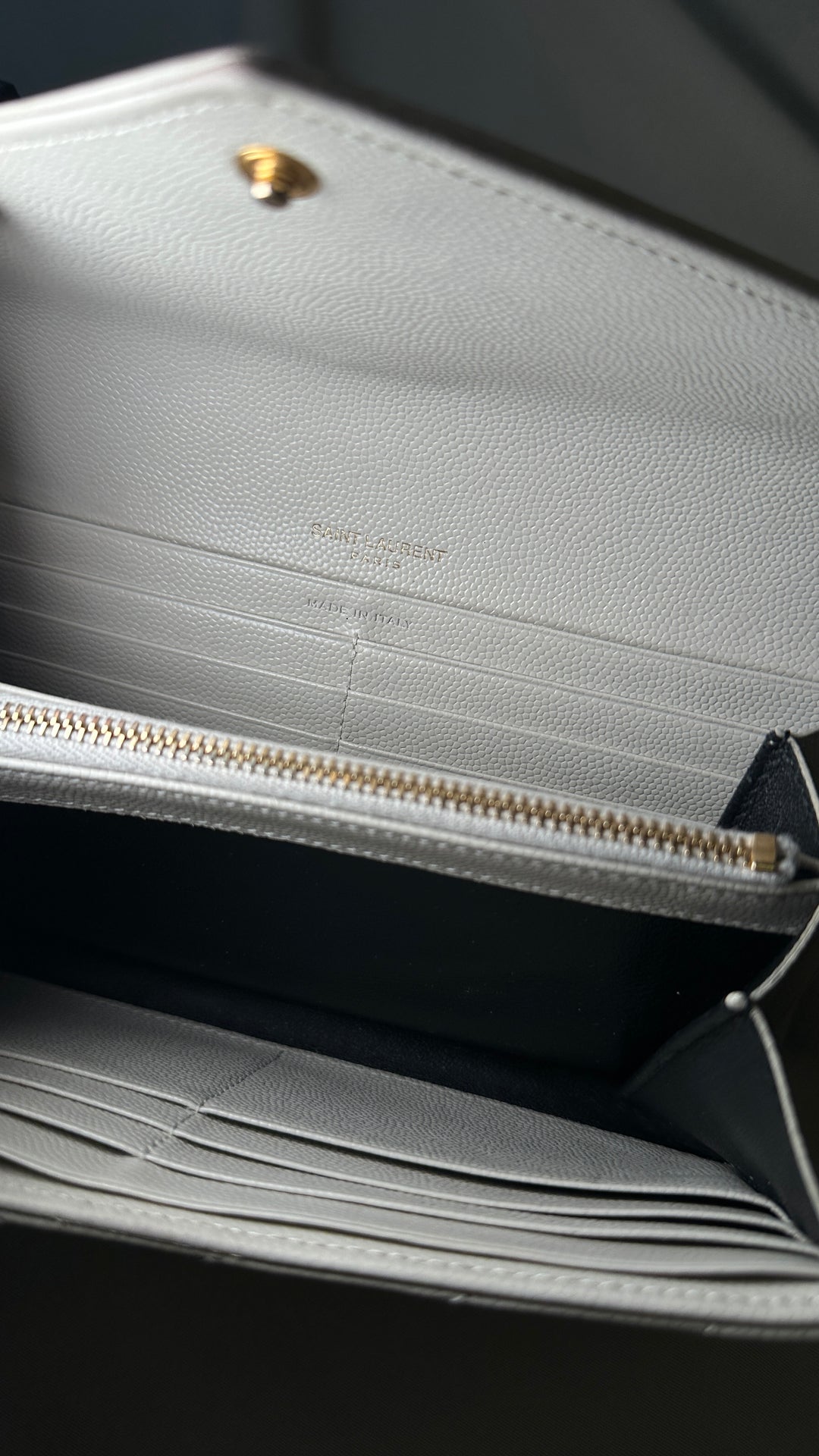 SAINT LAURENT Cassandre Wallet Large Ivory