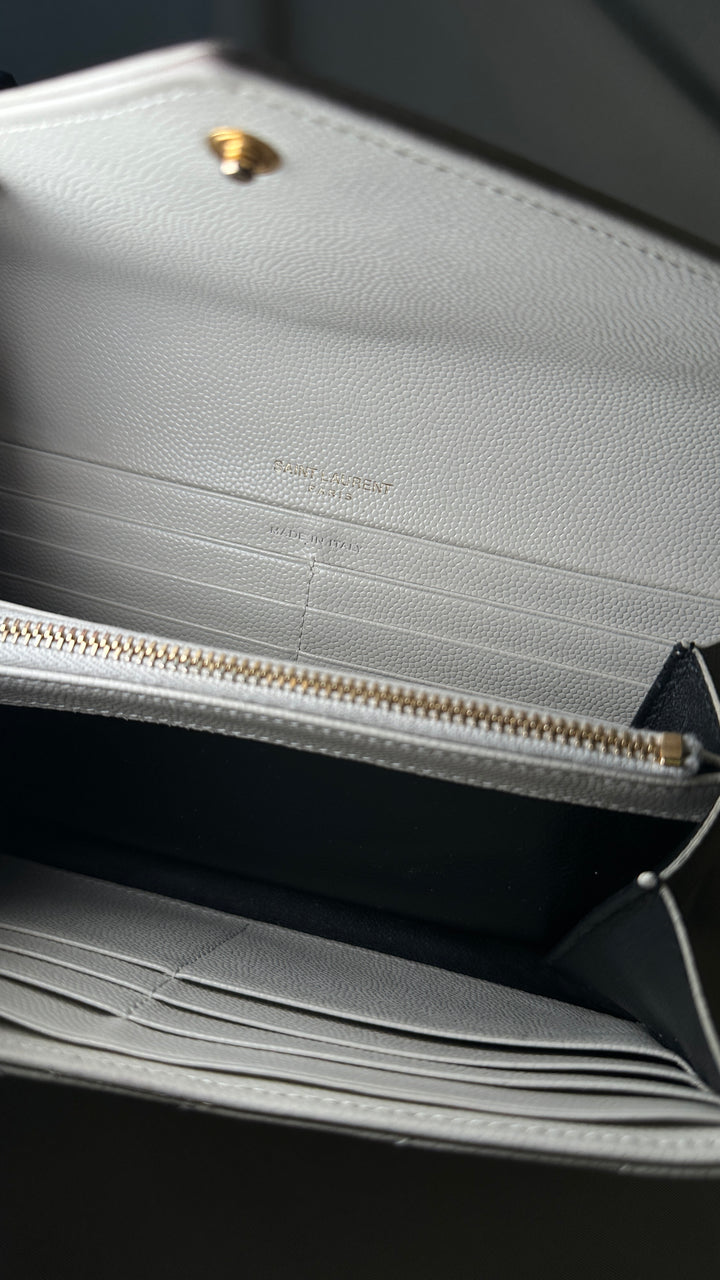 SAINT LAURENT Cassandre Wallet Large Ivory