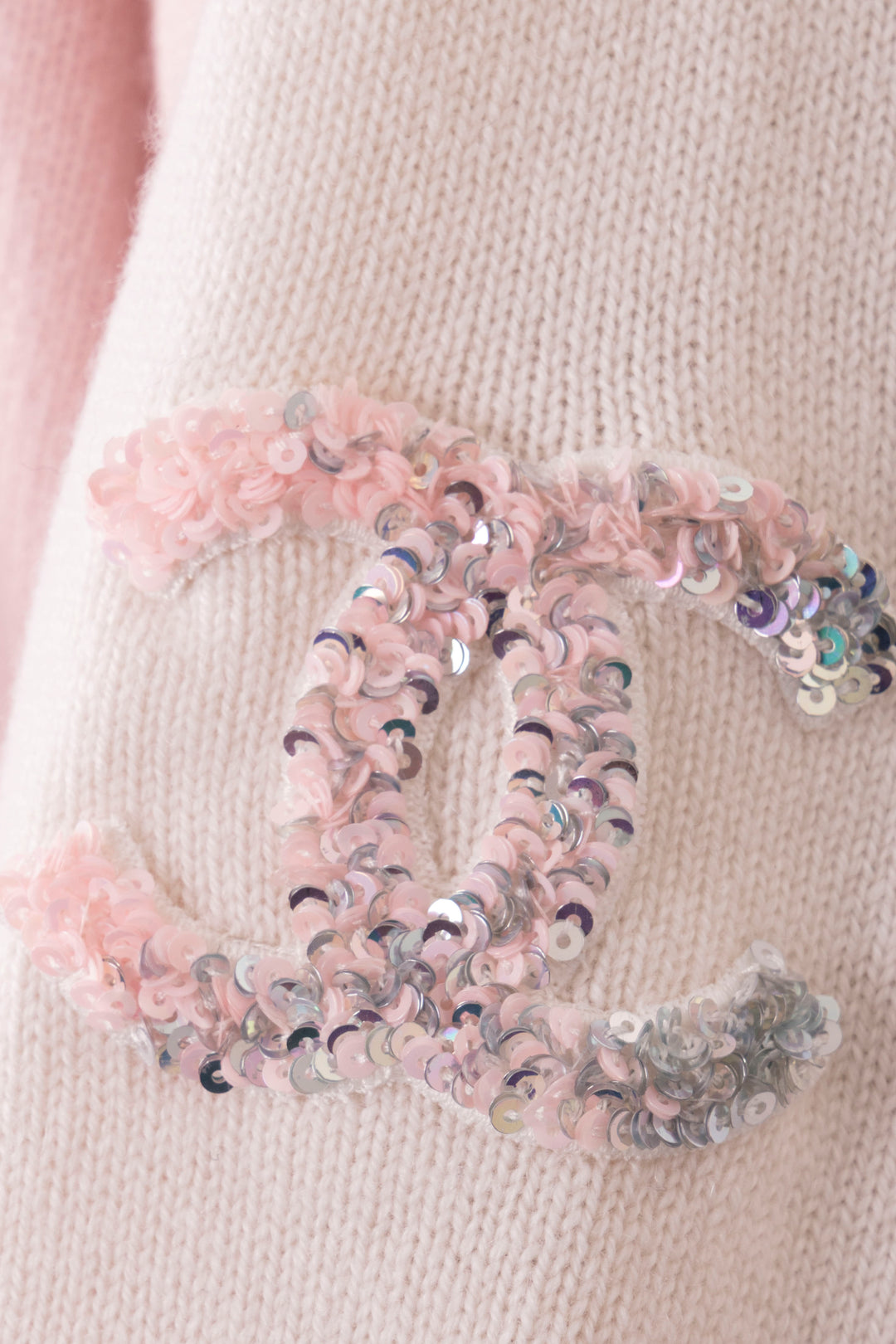CHANEL 2023 Sequin CC Dress Cashmere Pink