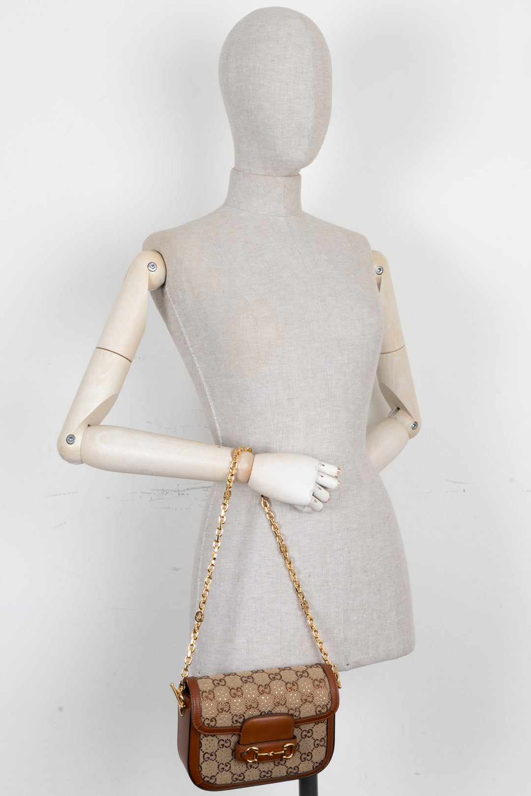 GUCCI Mini 1955 Horsebit Canvas Beige