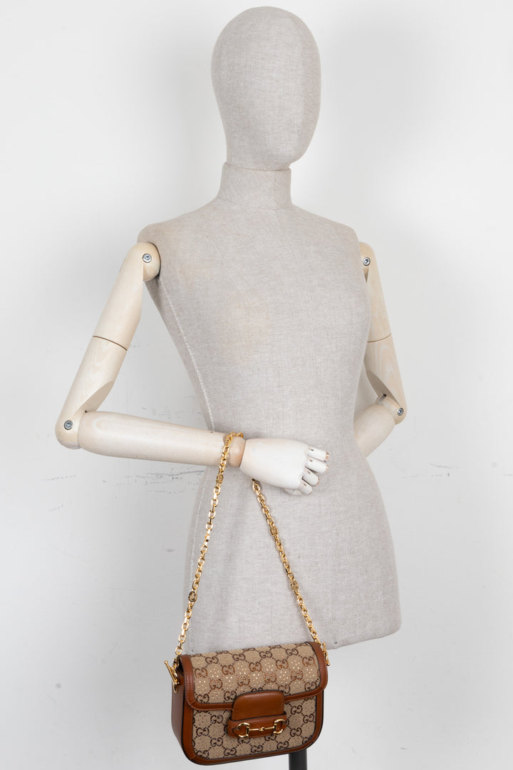 GUCCI Mini 1955 Horsebit Canvas Beige