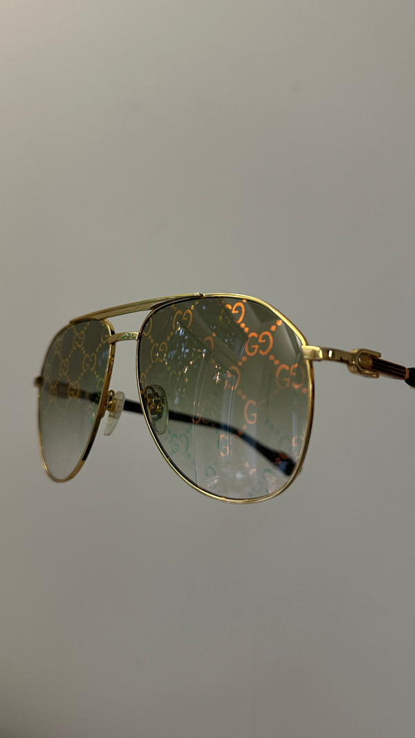 GUCCI Logo Aviator Sunglasses Gold GG1220S