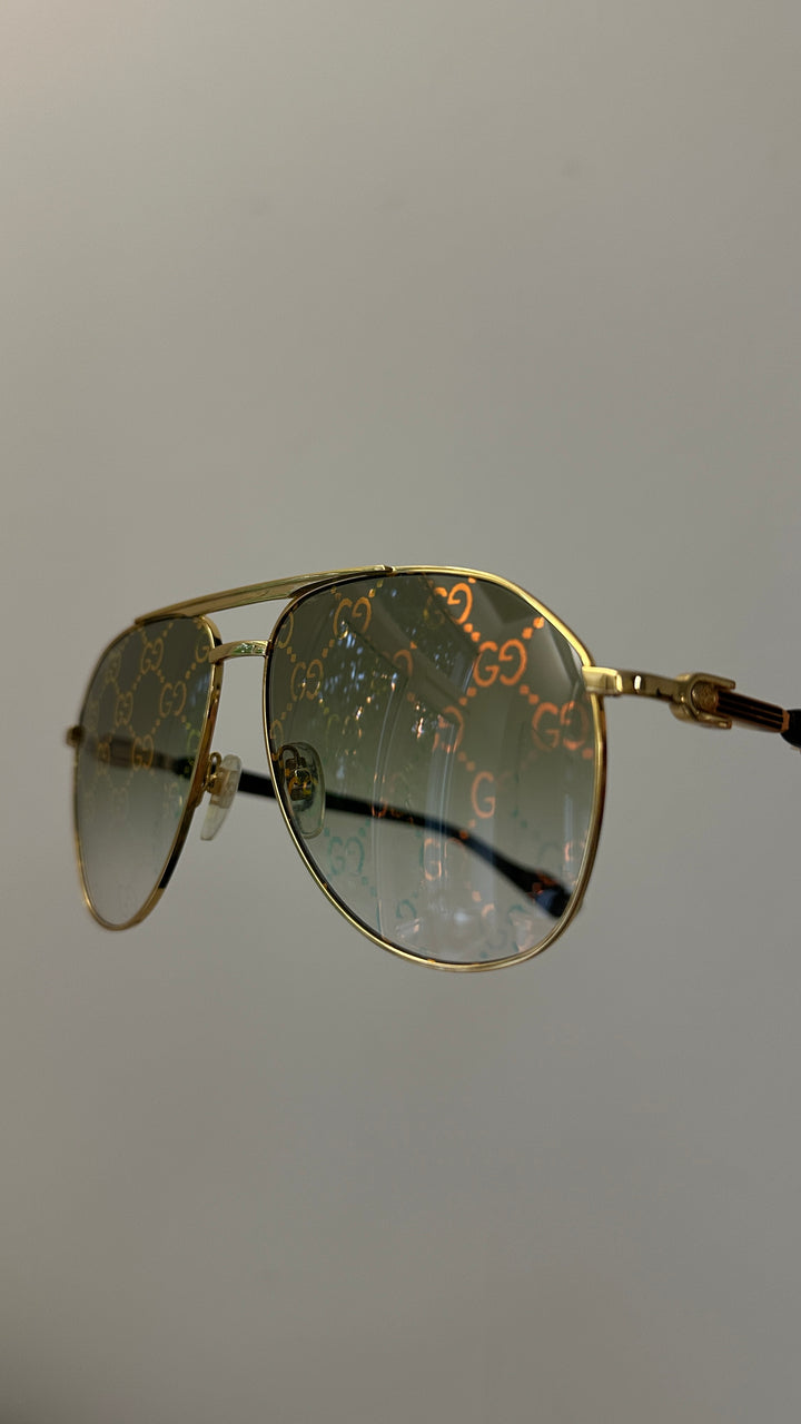 GUCCI Logo Aviator Sunglasses Gold GG1220S