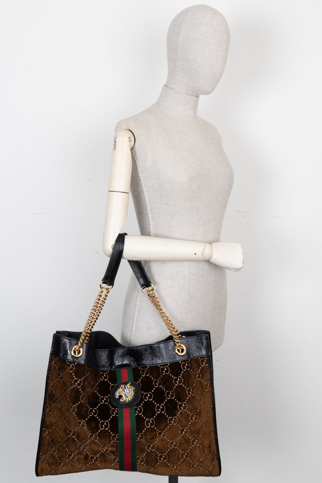 GUCCI Rajah Tote Bag Velvet Brown