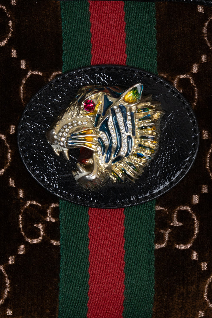 GUCCI Rajah Tote Bag Velvet Brown