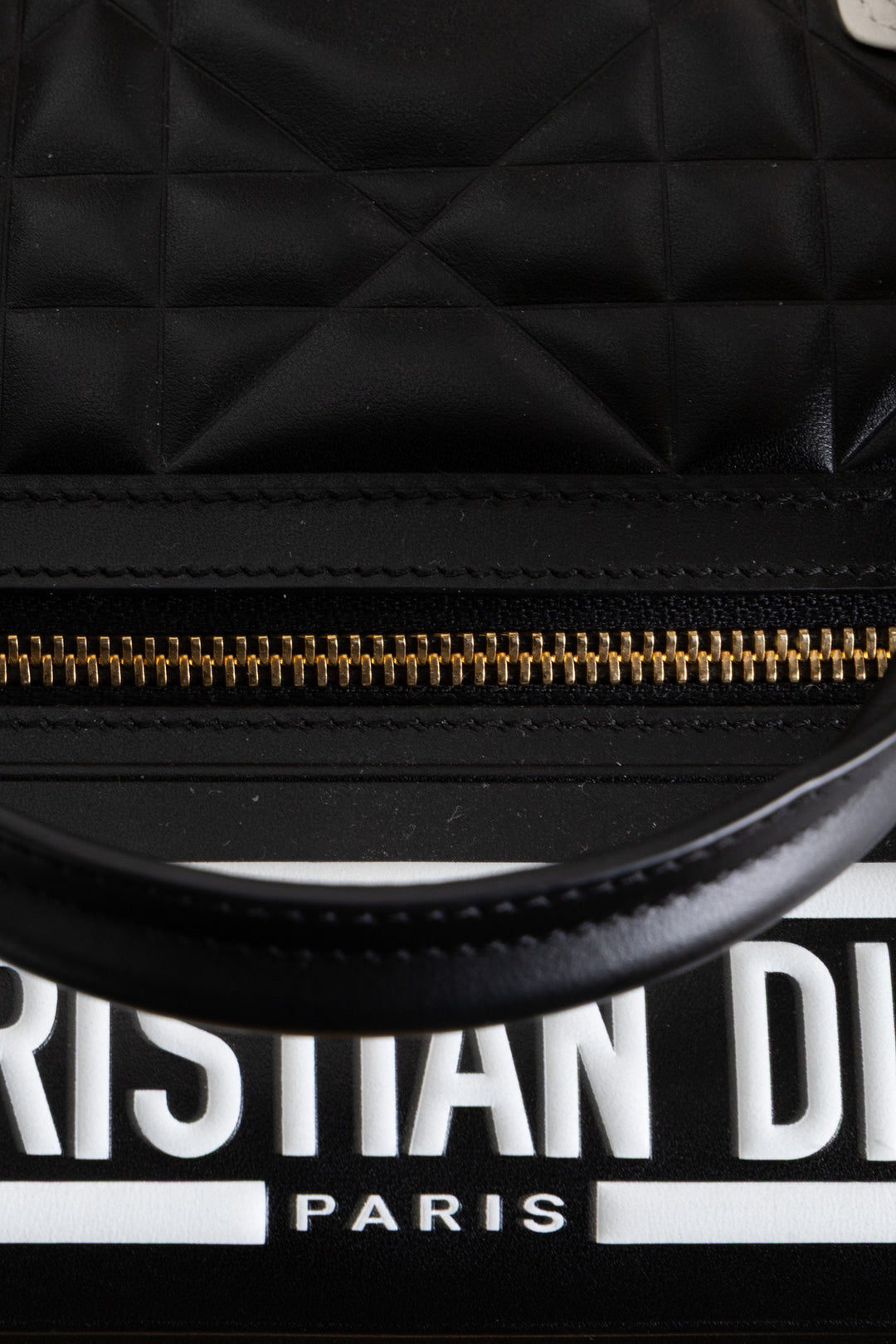 CHRISTIAN DIOR Medium Vibe Bowling Bag Calfskin Black