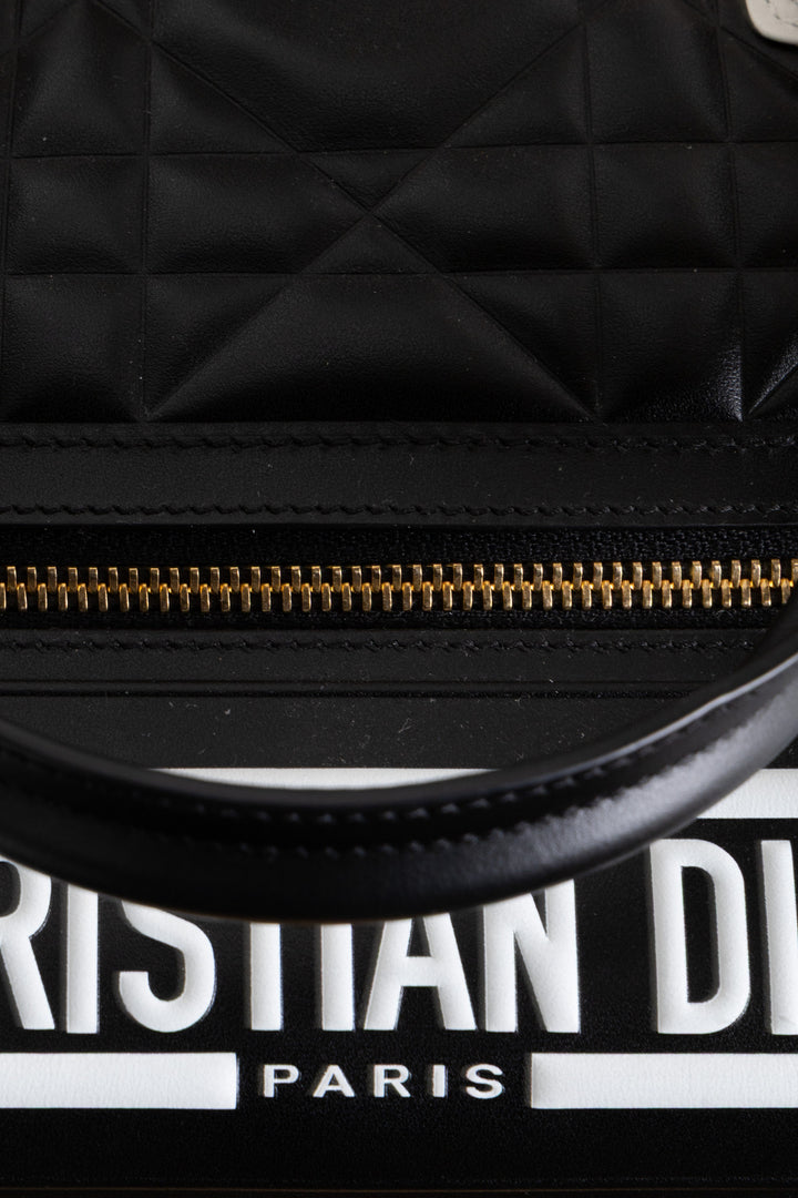 CHRISTIAN DIOR Medium Vibe Bowling Bag Calfskin Black