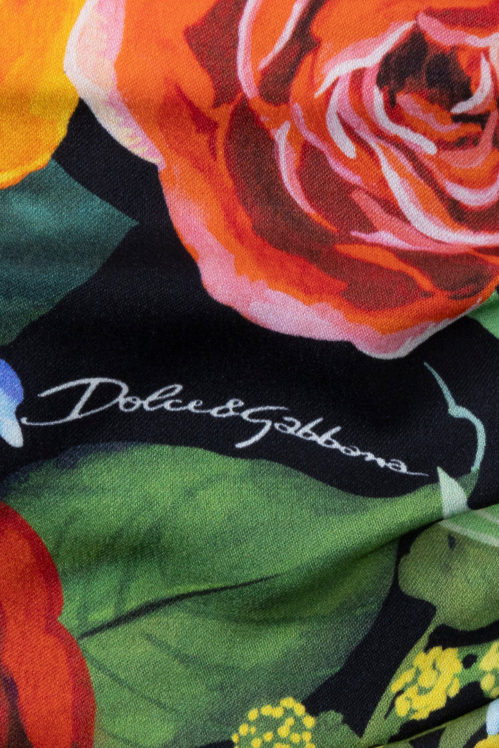 DOLCE & GABBANA Flower Print Ruched Midi Dress Multicolor