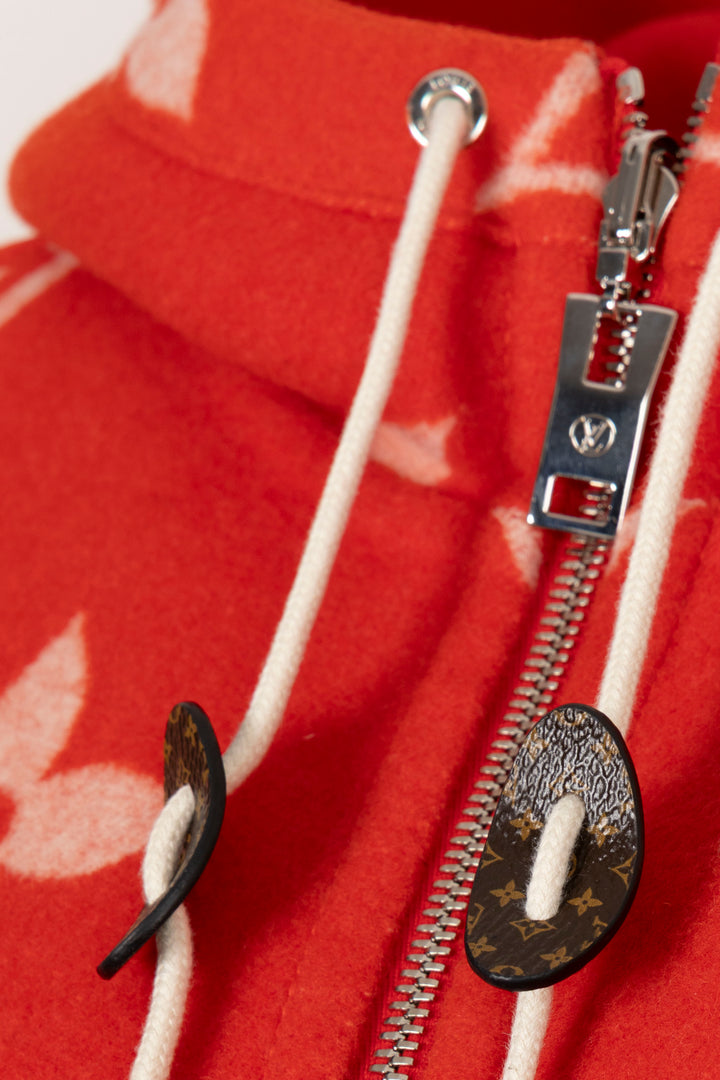LOUIS VUITTON Reversible MNG Hooded Coat Wool Red