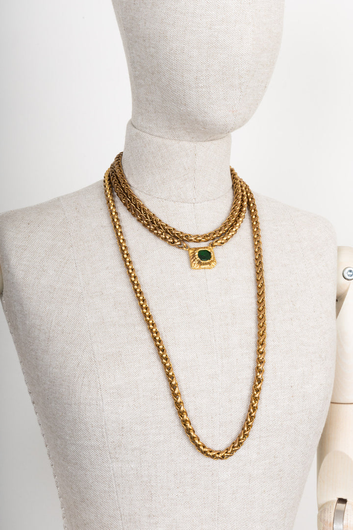 CHANEL Vintage Necklace with Green Gripoix