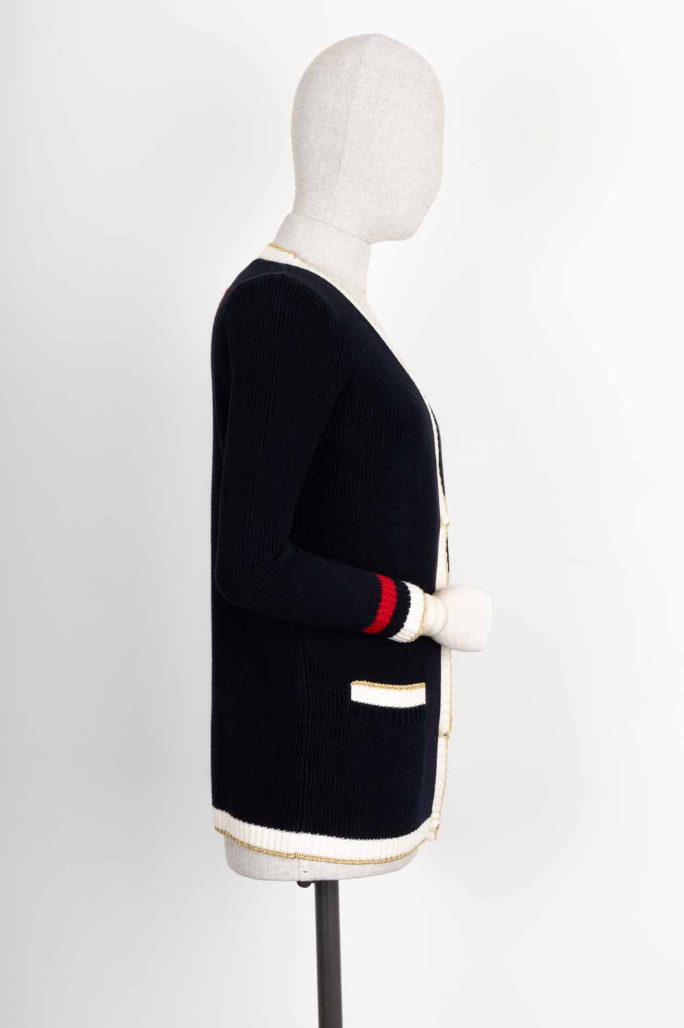 GUCCI Knit Cardigan Framed Navy