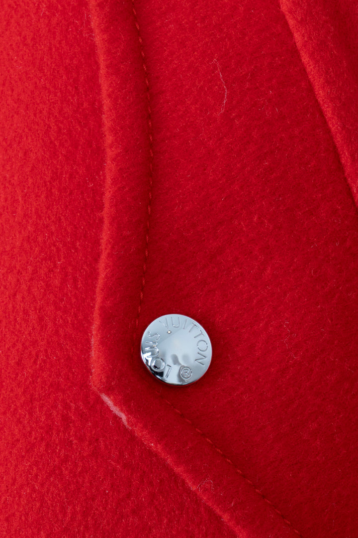 LOUIS VUITTON Reversible MNG Hooded Coat Wool Red