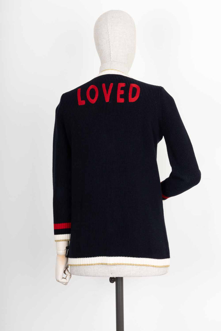 GUCCI Knit Cardigan Framed Navy