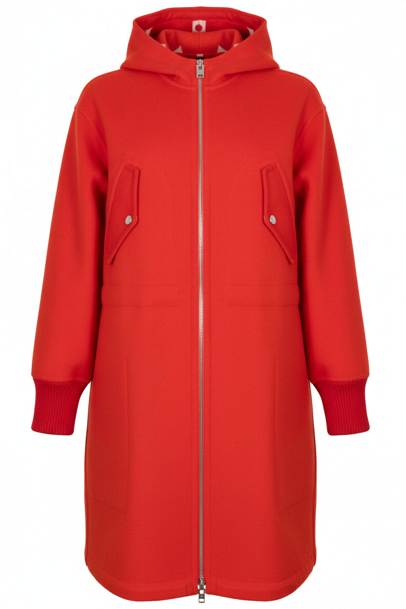 LOUIS VUITTON Reversible MNG Hooded Coat Wool Red