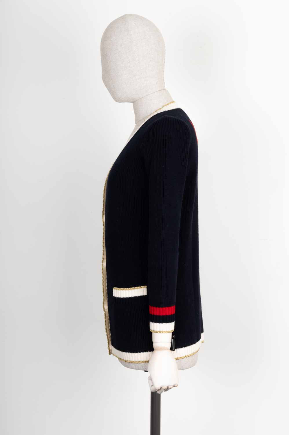 GUCCI Knit Cardigan Framed Navy