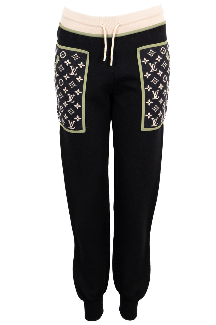 LOUIS VUITTON Contrast Trim MNG Track Pants Wool Black