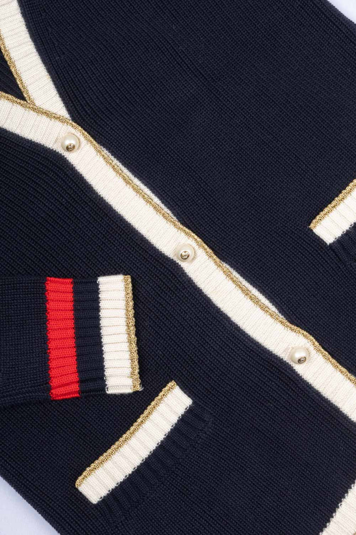 GUCCI Knit Cardigan Framed Navy