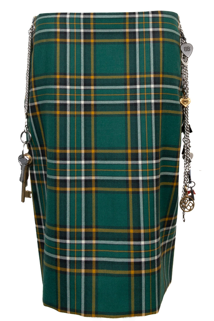 Jupe Balenciaga à carreaux en laine verte