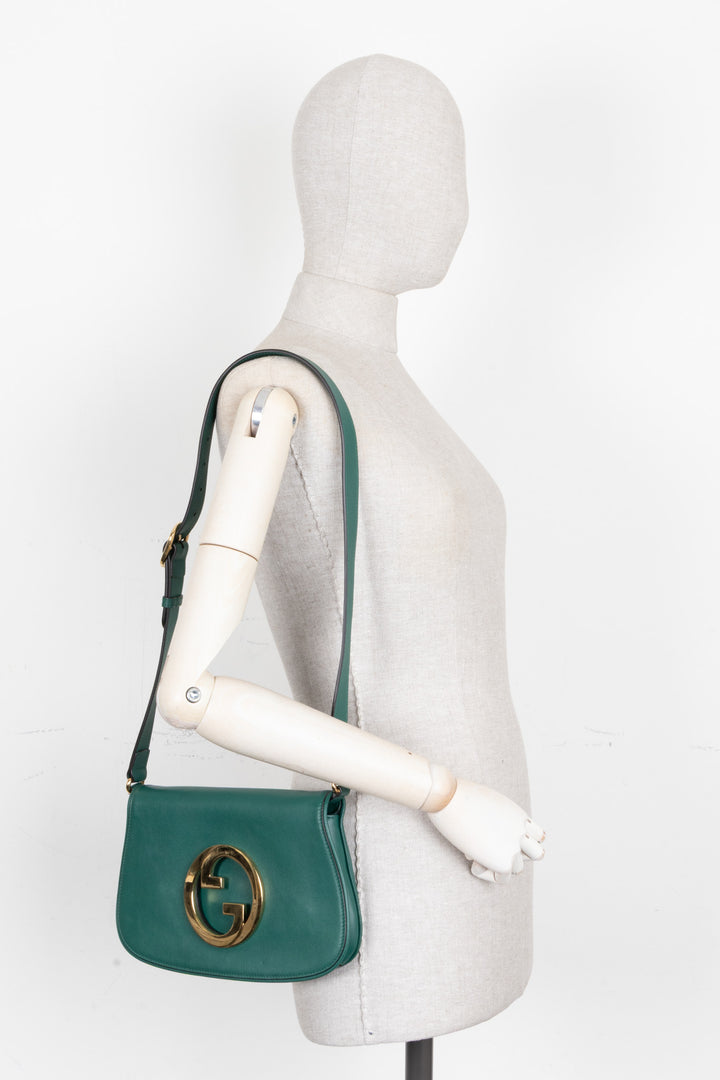 GUCCI Blondie Shoulder Bag Calfskin Green