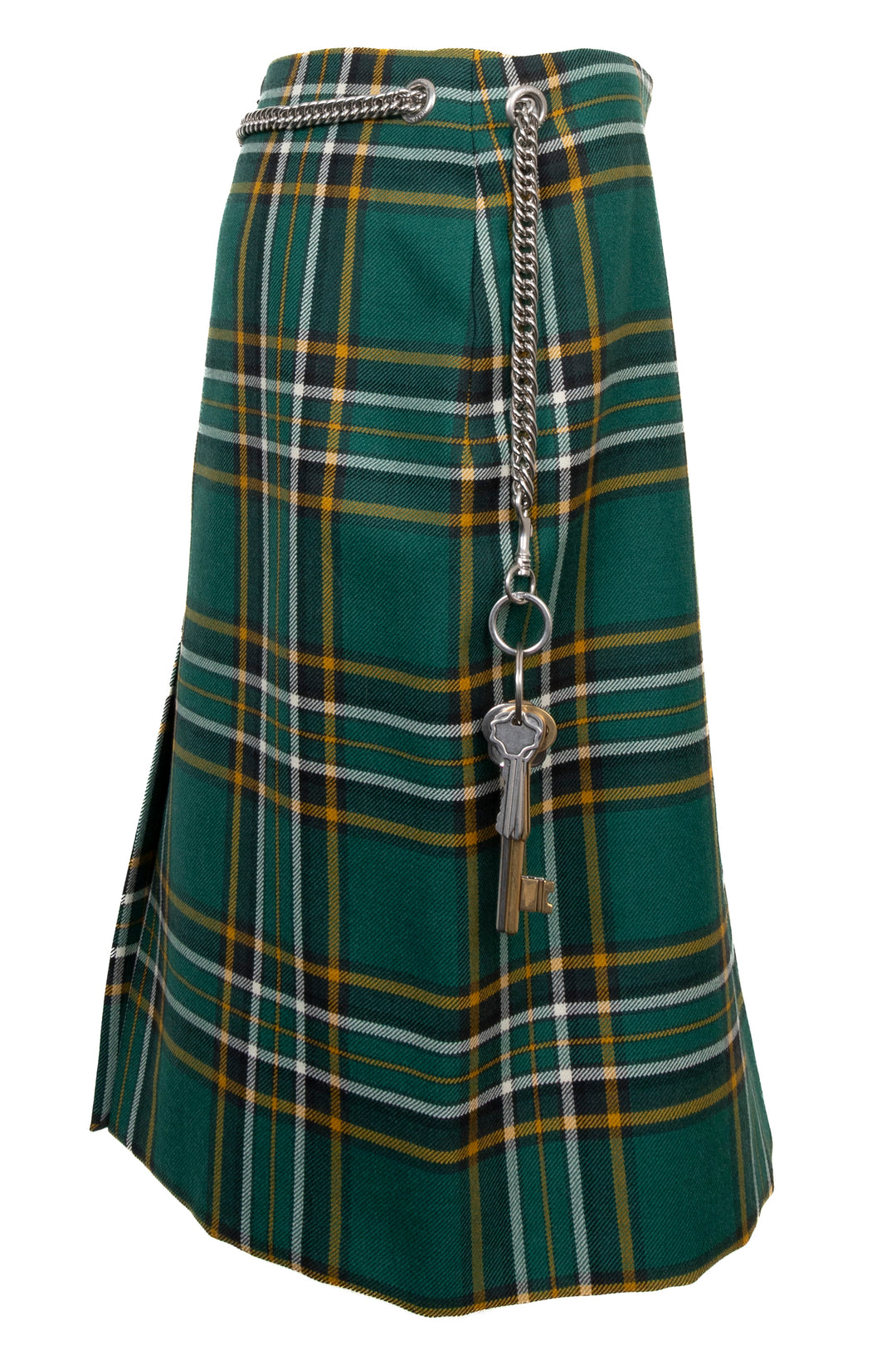 Jupe Balenciaga à carreaux en laine verte