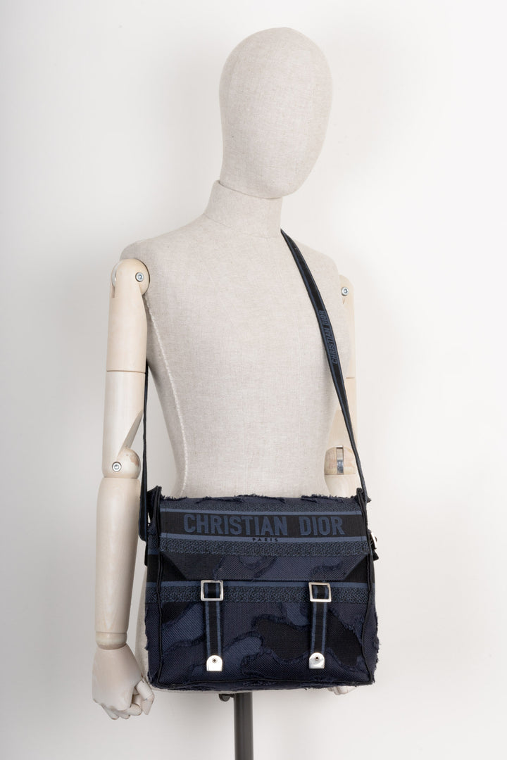 CHRISTIAN DIOR Diorcamp Messenger Toile Camouflage Marine &amp; Noir