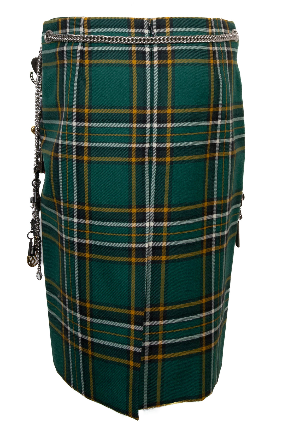 Jupe Balenciaga à carreaux en laine verte