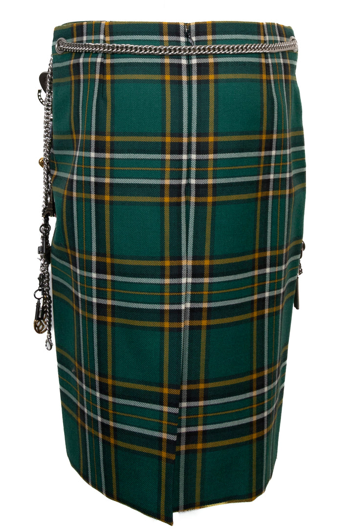 Jupe Balenciaga à carreaux en laine verte