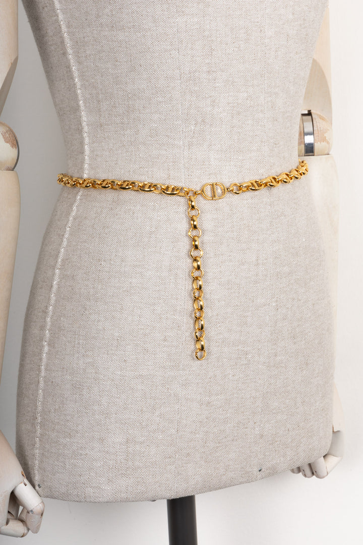 CHRISTIAN DIOR Logo Chain Belt Gold