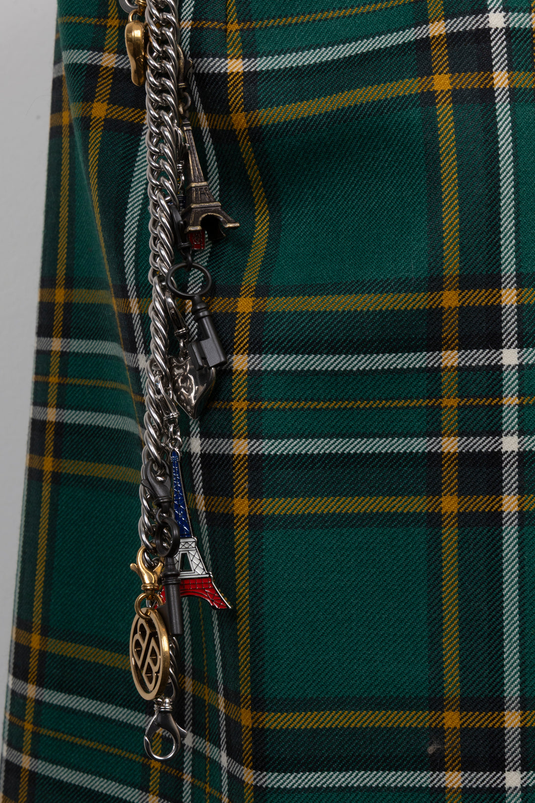 Jupe Balenciaga à carreaux en laine verte