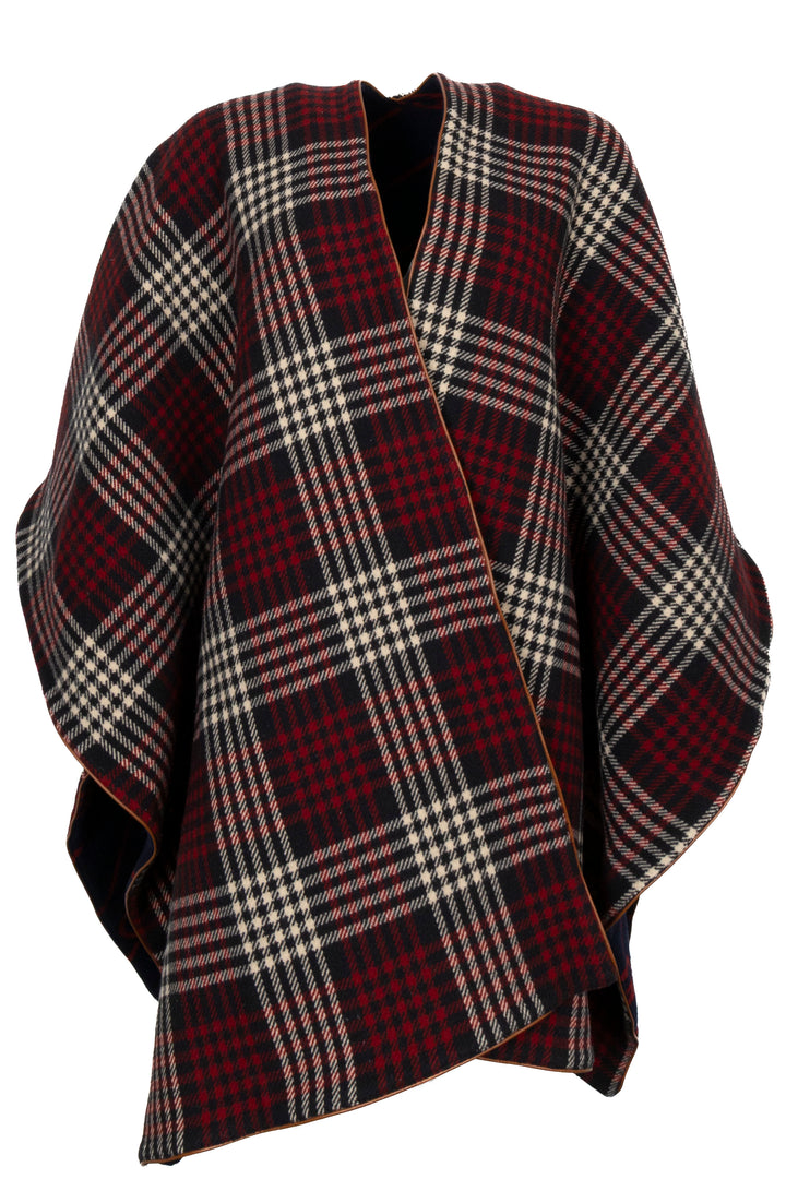 GUCCI Check Interlocking Reversible Poncho Red