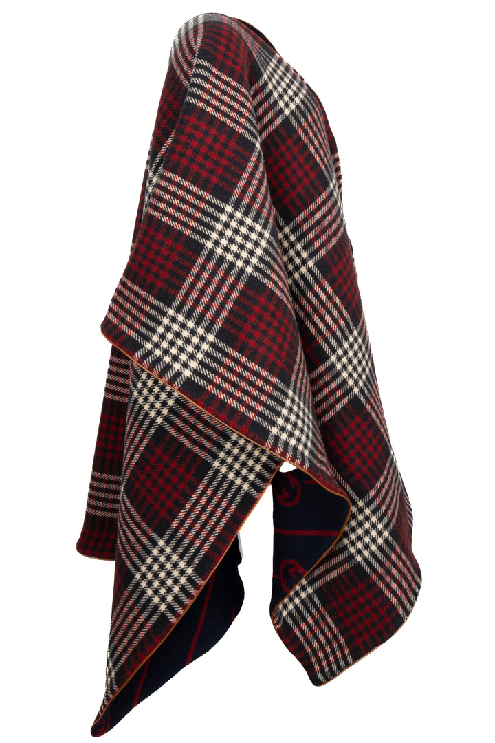 GUCCI Check Interlocking Reversible Poncho Red