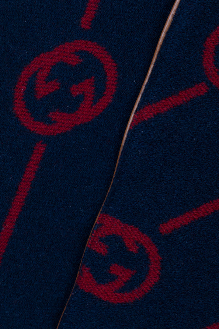 GUCCI Check Interlocking Reversible Poncho Red