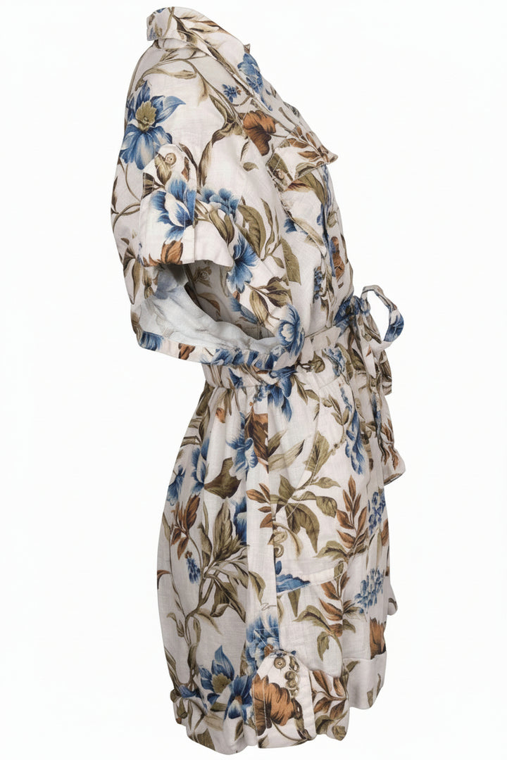 ZIMMERMANN Short Flower Jumpsuit Linen Beige