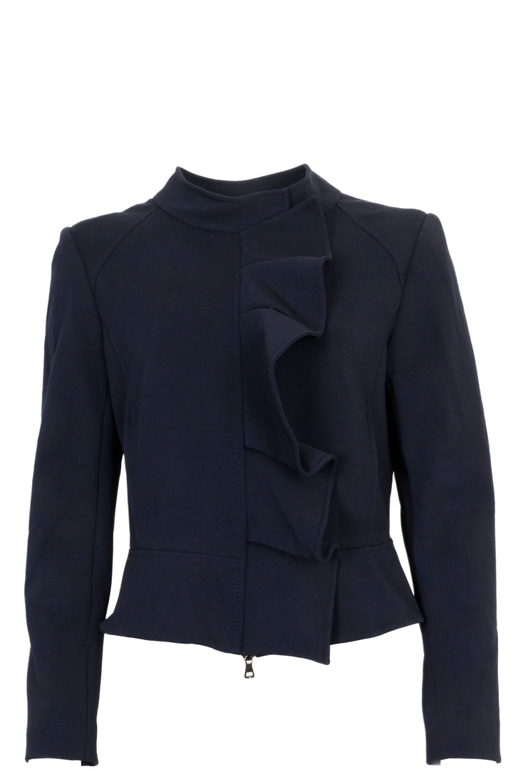 VALENTINO Ruffled Zip Jacket Navy
