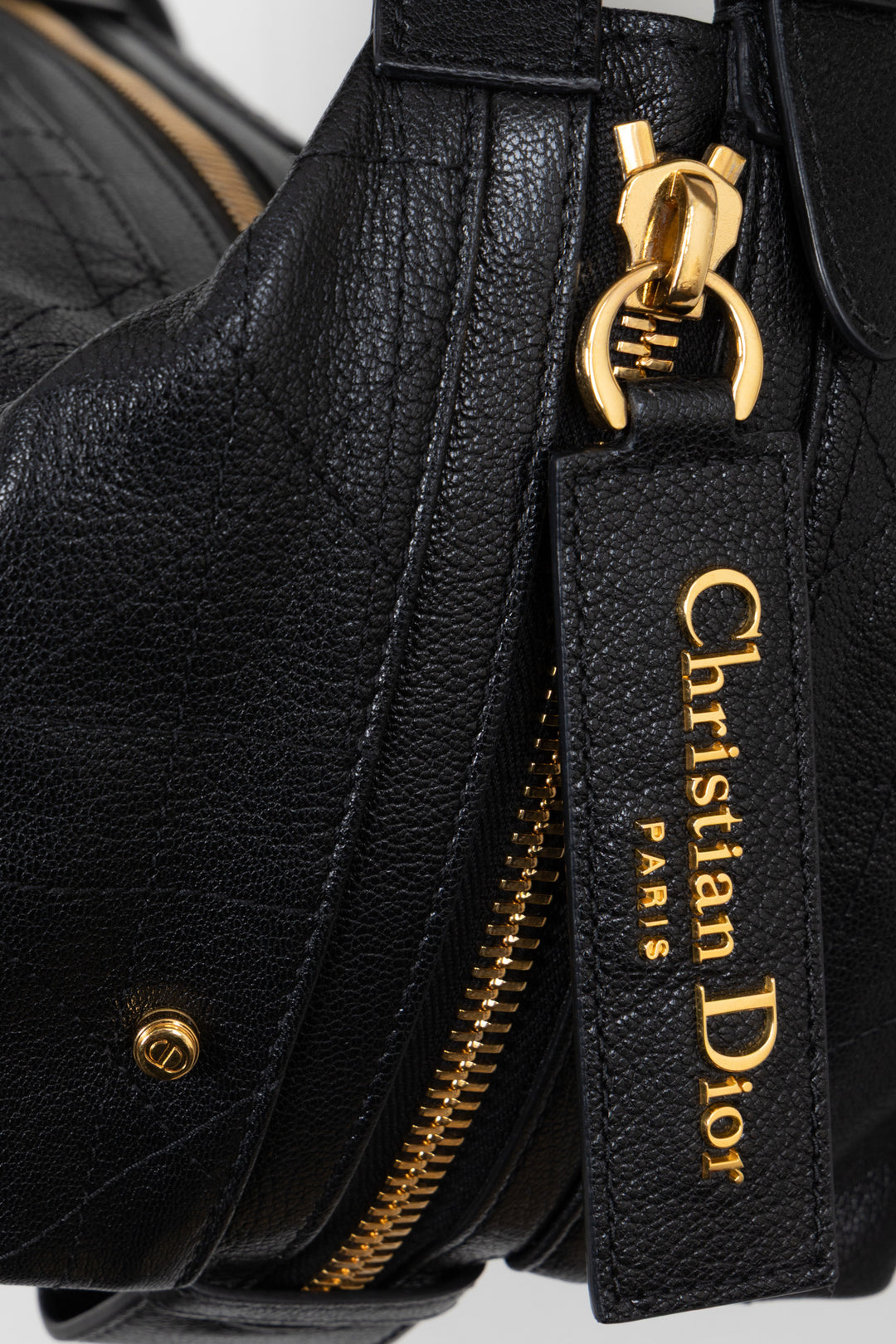 CHRISTIAN DIOR Medium D-Journey Bag in Black Macrocannage Leather